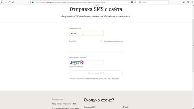Как отправить смс на билайн с официального сайта? смотреть онлайн