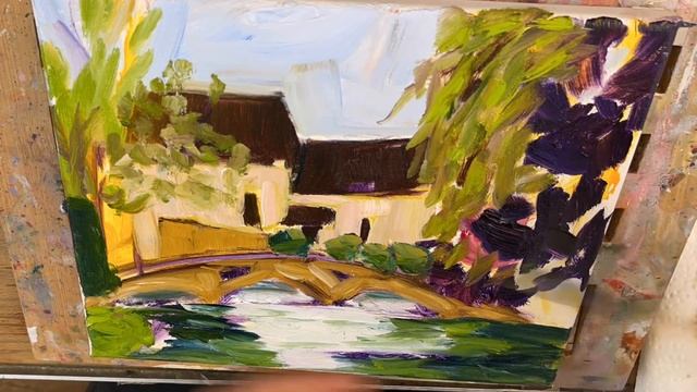 Painting Bourton on the Water in Autumn (oil painting) смотреть онлайн
