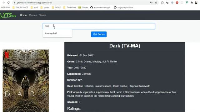 Search Movies and series using VueJs and Omdb API смотреть онлайн