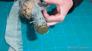 Декор бутылки колготками