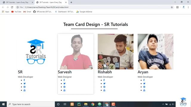Team Card Hover Effect | Demo 12 | Html, Css & Bootstrap | SR Tutorials смотреть онлайн