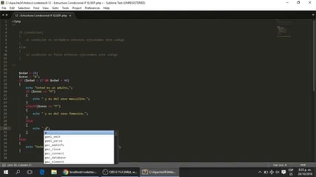 12 - Estructura Condicional IF ELSEIF [PHP 7 - Español] смотреть онлайн