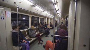 Russia, Moscow, Metro winter night ride from Измайловская to Партизанская