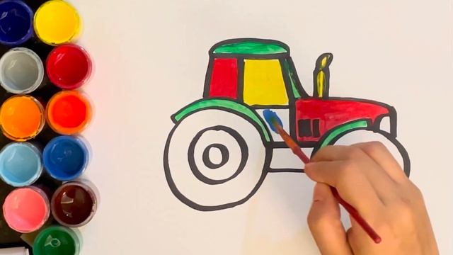 How to draw Farm Tractor Easy | Coloring for Kids & Toddlers . смотреть онлайн