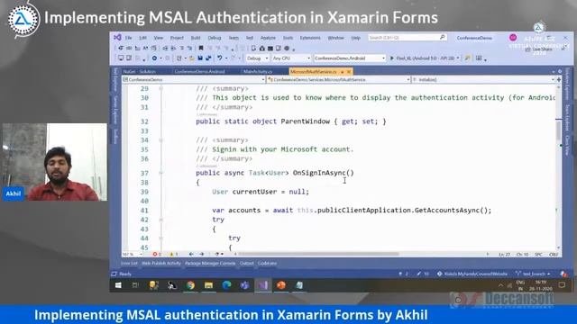 Implementing MSAL Authentication using Xamarin Forms by Mr. Akhil | AzureA2Z VC 2020 | Session 6 смотреть онлайн
