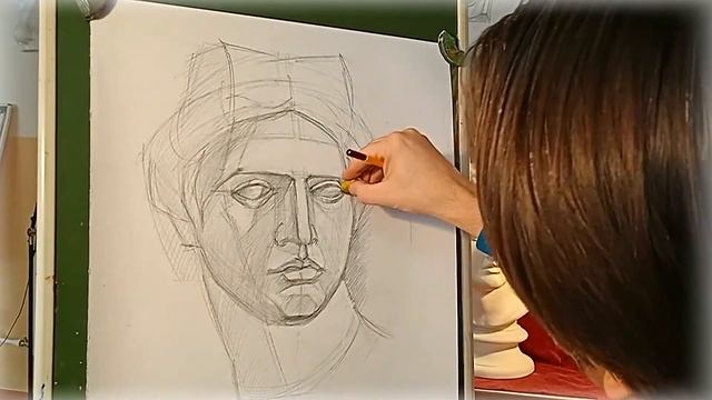 Рисуем голову. Аполлон. Рисунок смотреть онлайн