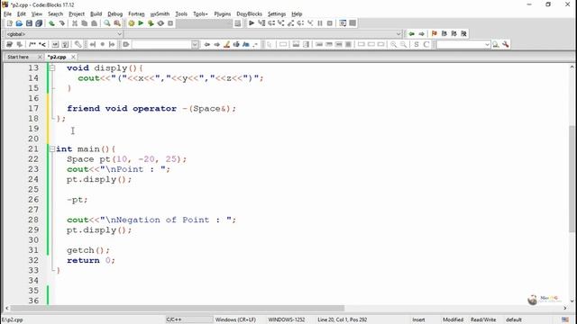 C++ Program - unary operator overloading using friend function смотреть онлайн