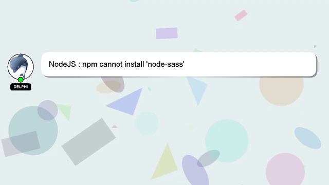 NodeJS : npm cannot install 'node-sass' смотреть онлайн