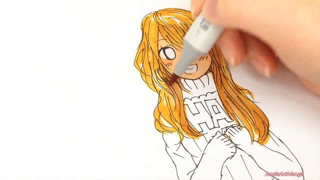 Coloring Hair & Skin by Copic Markers - Anime Girl illustration Part1 смотреть онлайн
