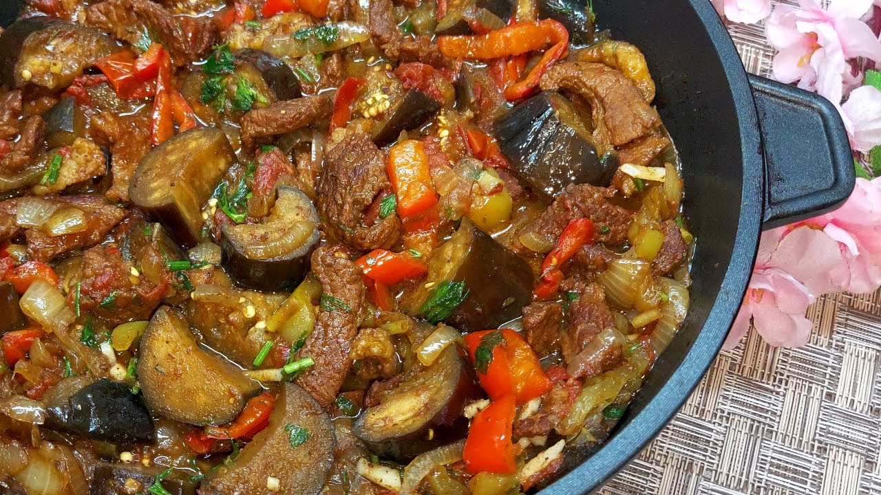 Тушенное мясо с овощами. Очень простой рецепт смотреть онлайн