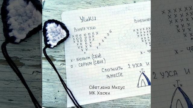 Аппликация собаки породы Хаски или волка. вязание крючком МК. смотреть онлайн