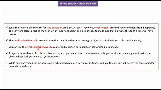Java Thread Synchronization summary | Java Synchronization | Java Threads смотреть онлайн