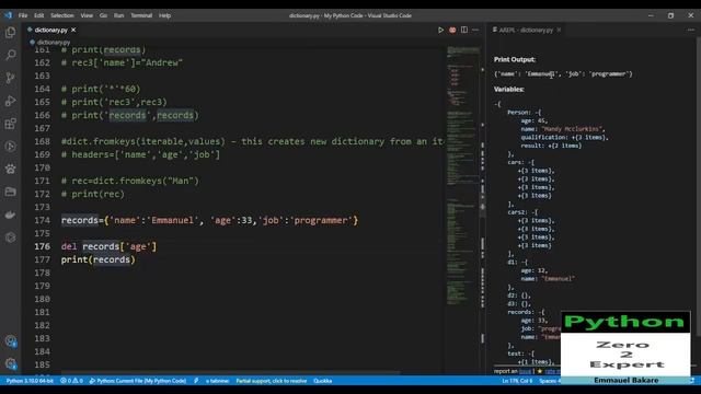 38 Python Del function & Dictionary Clear() Method смотреть онлайн