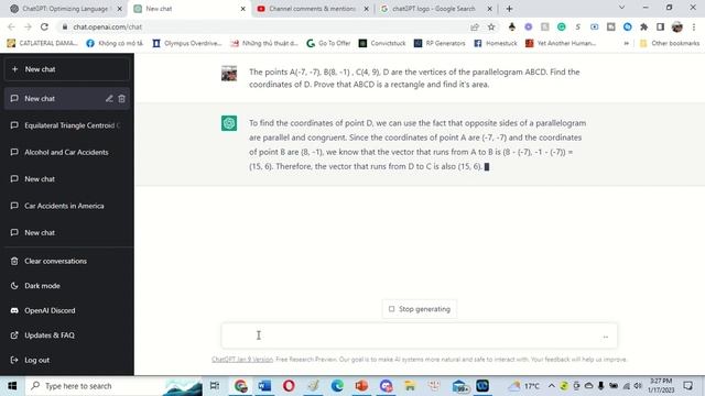 Geometry Help: (Answered by ChatGPT): The points A(-7, -7), B(8, -1) , C(4, 9), D are the vertices смотреть онлайн