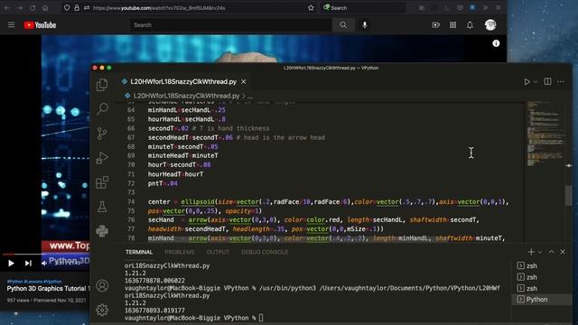 Paul McWhorter Python 3D Homework for Lesson 18. Snazzed up clock with threading смотреть онлайн