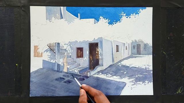 BOUGAINVILLEA WATER COLOR PAINTING-LANDSCAPE-EASY WATER COLOUR DEMONSTRATION -ARTIST SUNIL LINUS DE