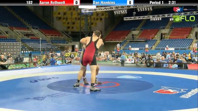 Junior 182 - Aaron Rothwell (Wisconsin) vs. Dan Hawkins (Maryland) смотреть онлайн