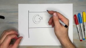 Как нарисовать флаг Турции. Рисование для детей.