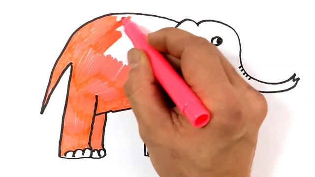 Как нарисовать СЛОНА / Раскраска для детей / Раскраска Детям смотреть онлайн