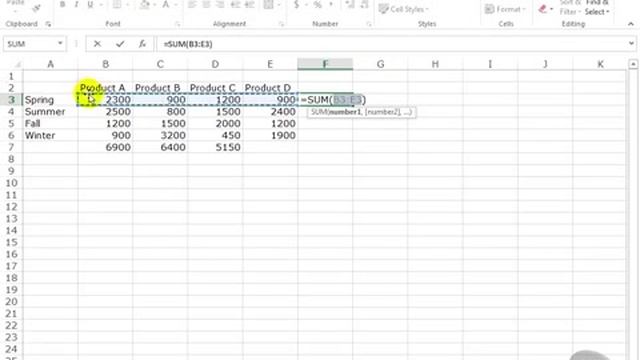 Microsoft Excel 2013 Tutorial 37 Using SUM and AutoSum смотреть онлайн