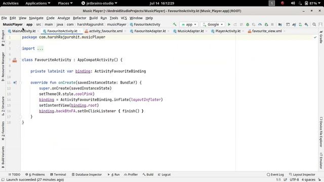61.Creating FavouriteAdapter Class | Music Player Application | Android Development Kotlin in Hindi смотреть онлайн