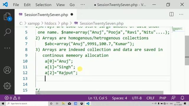 Learn PHP in Hindi | What is array in php and why we use it | Tutorial for Beginners|PHP@Session27t смотреть онлайн