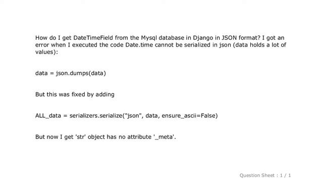 Django : Serialize datetime to JSON смотреть онлайн