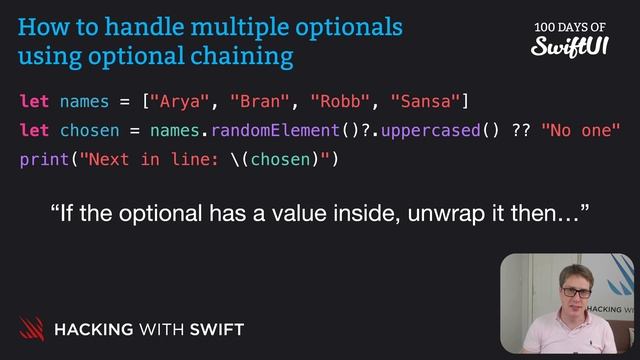How to handle multiple optionals using optional chaining – Swift for Complete Beginners смотреть онлайн