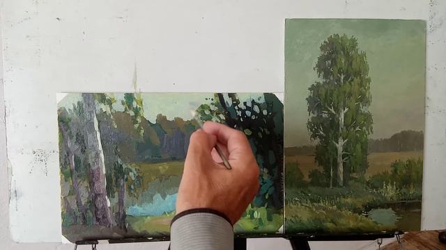 Масляная живопись. Исправление этюда в мастерской.Часть 1. Пруд. смотреть онлайн