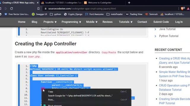 Creating CRUD Web App using CodeIgniter, jQuery, and Ajax Tutorial смотреть онлайн
