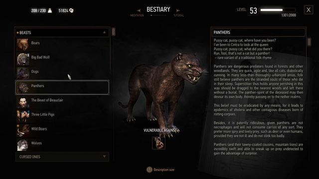The Witcher 3: Bestiary: Beasts: Panthers смотреть онлайн