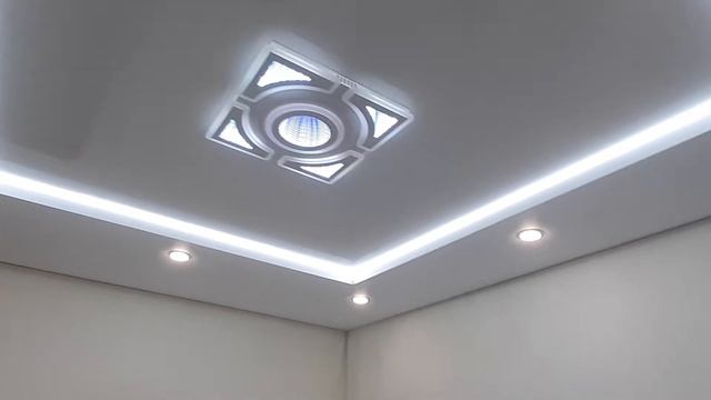 2-х уровневый потолок с карнизной нишей и диодной подсветкой смотреть онлайн