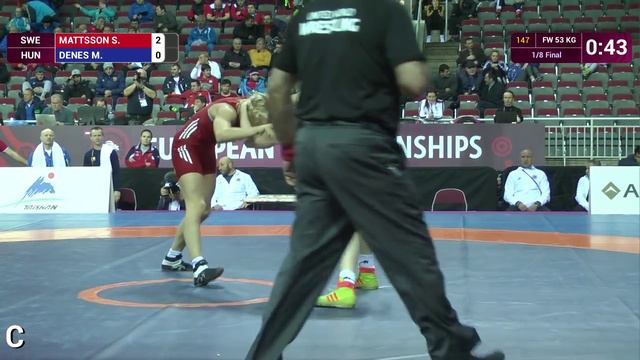 1/8 FW - 53 kg: S. MATTSSON (SWE) df. M. DENES (HUN) by FALL, 6-0 смотреть онлайн
