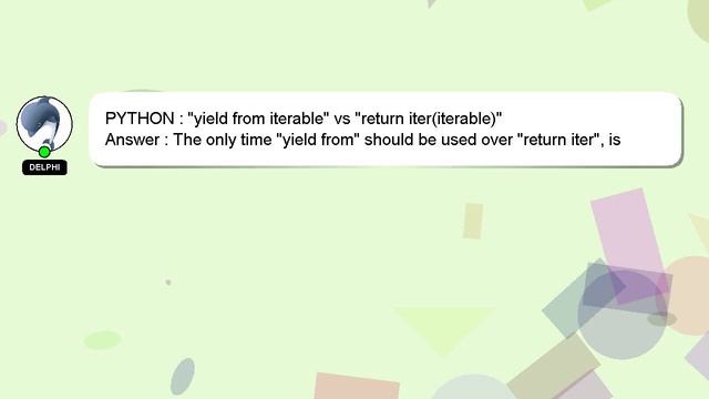PYTHON : "yield from iterable" vs "return iter(iterable)" смотреть онлайн