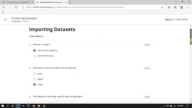 Coursera: Data Analysis with Python Solutions IBM Data Science Answers #courseraanswers Week 1 смотреть онлайн