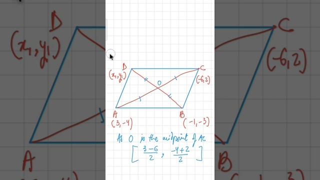 The three vertices of a parallelogram ABCD taken in order are A(3, -4), B(-1, -3) and C(-6, 2). смотреть онлайн