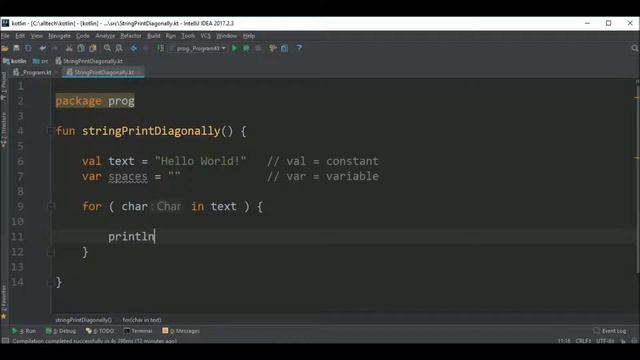 string print diagonally in kotlin смотреть онлайн