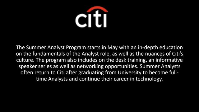 Citi Technology Software Development| Summer Software Development Analyst | Third Year eligible смотреть онлайн