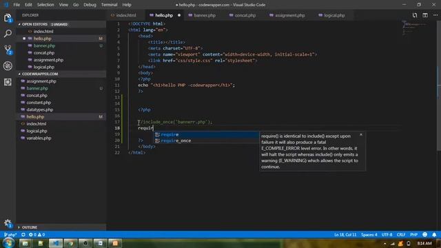 Include external files in PHP смотреть онлайн