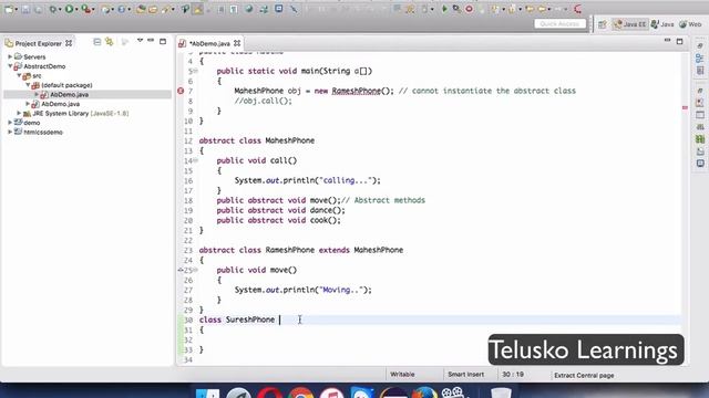 8 18 Abstract Class in Java Example смотреть онлайн
