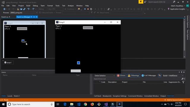 Simple Pong Game In C# смотреть онлайн