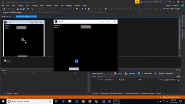Simple Pong Game In C#