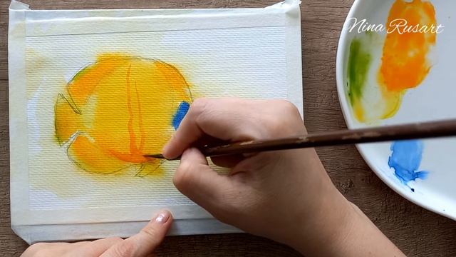 Мастер-класс по акварели. Рисуем рыбу акварелью просто и легко. Watercolour painting tutorial. смотреть онлайн