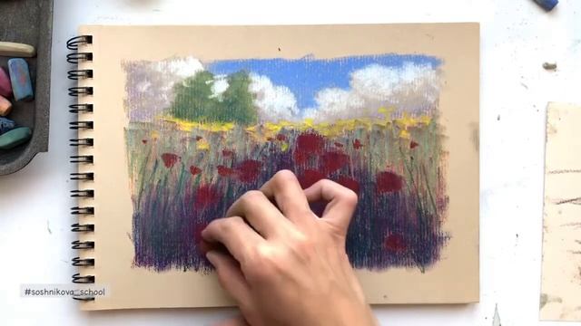 FLORAL LANDSCAPE WITH SOFT PASTEL / Цветочный Пейзаж Сухой пастелью. Вводный урок смотреть онлайн