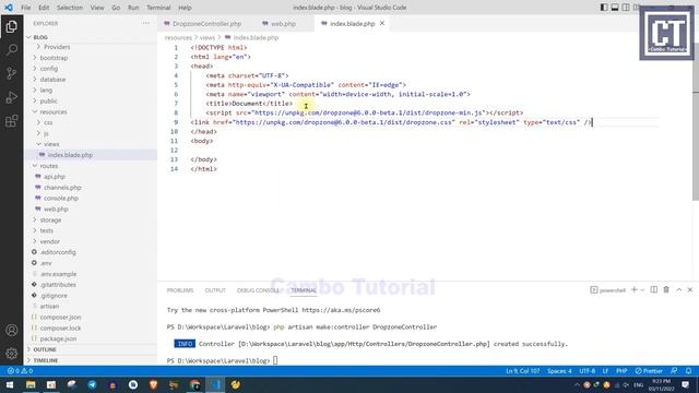 Laravel Drag Drop Upload Multiple Files using Dropzone JS смотреть онлайн