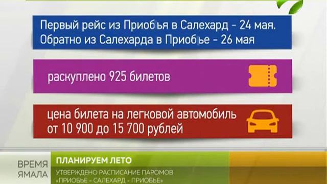 Планируем лето. Расписание паромов «Салехард - Приобье» смотреть онлайн