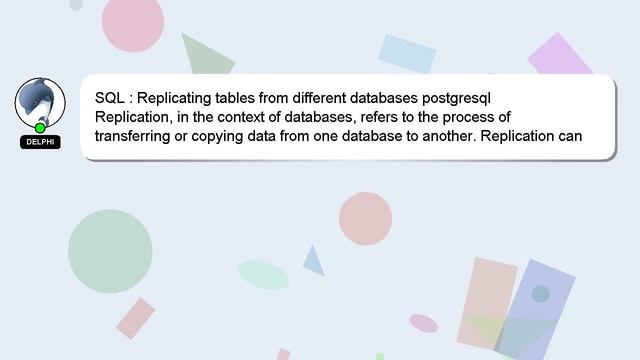 SQL : Replicating tables from different databases postgresql смотреть онлайн