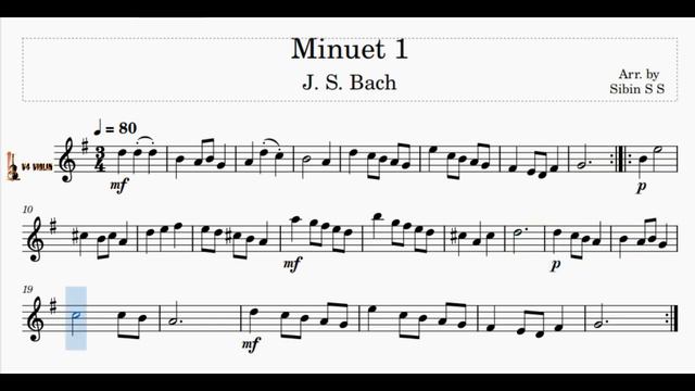Minuet 1-Suzuki Violin Book-1 l J. S. Bach l Metronome 60/80/100/120 V4 Violin смотреть онлайн