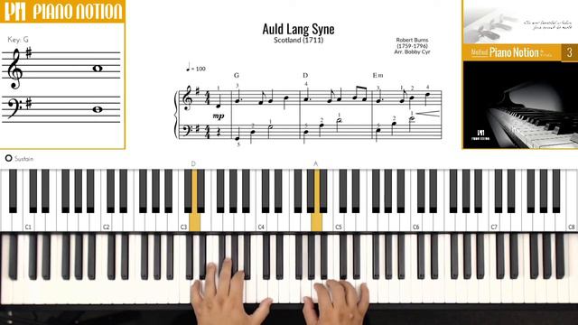 Auld Lang Syne (Sheet Music - Piano Solo Tutorial - Piano Notion Method Book 3) смотреть онлайн