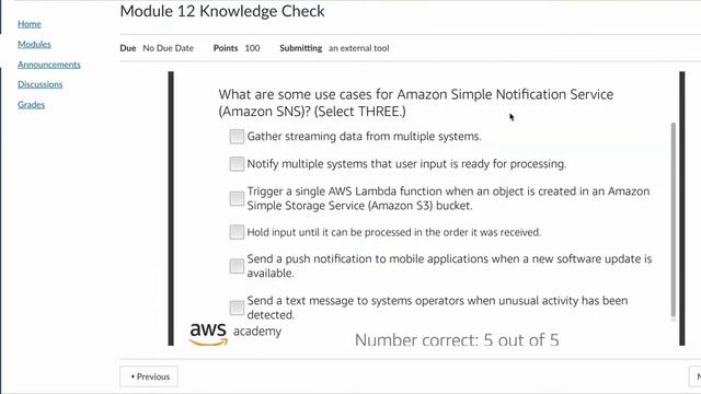 AWS Academy Cloud Architecting - Module 12 Knowledge Check смотреть онлайн